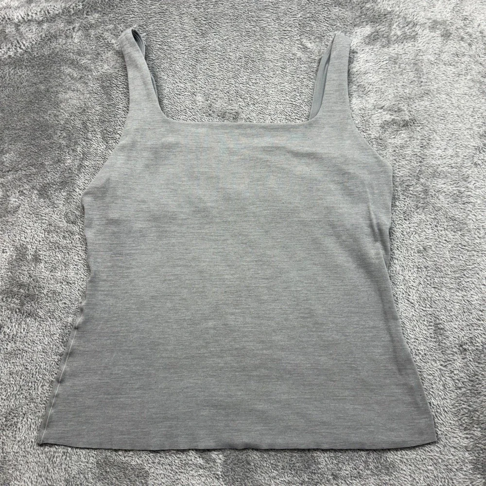 Nike Tank Top Women Large Grey Good Yoga Dri-FIT Square Neck Shelf Bra 820